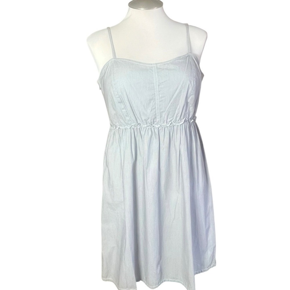 Cutter & Buck‎ Womens XL Gray White Seersucker Stripe Empire Waist Sun Dress